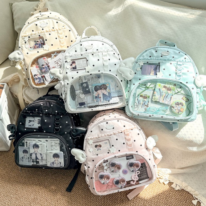 Women Fashion Japan - Mochila de moda transparente con lazo
