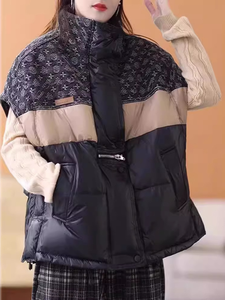 Puffer Vest Fashion Women - Chaqueta de plumón Retro a la