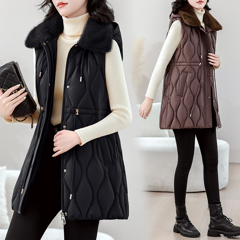Puffer Vest Fashion Women - Chaleco acolchado de longitud media para