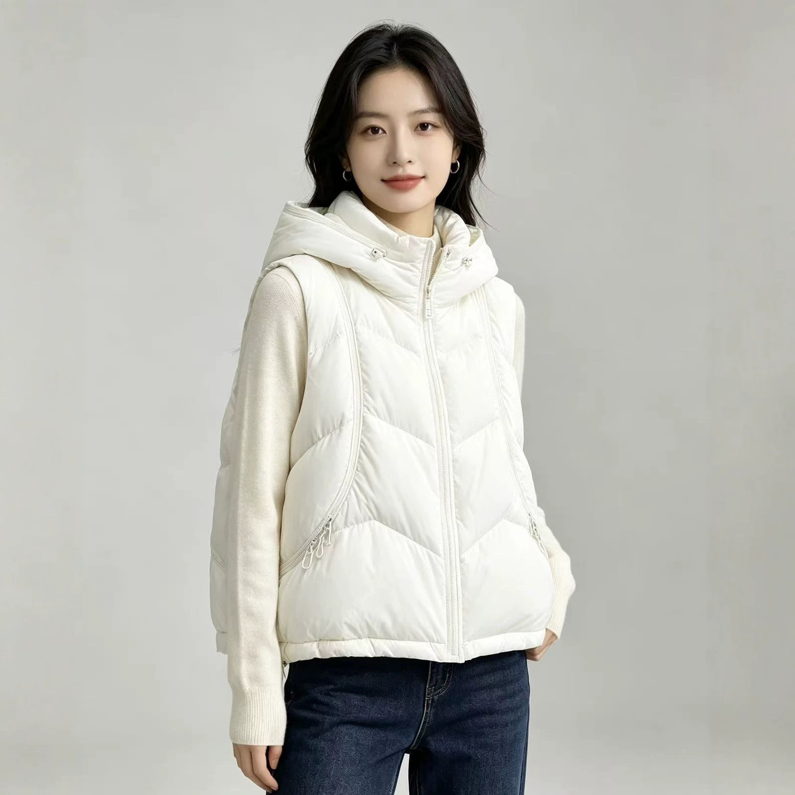 Puffer Vest Fashion Women - Chaleco de Plumón y Algodón para