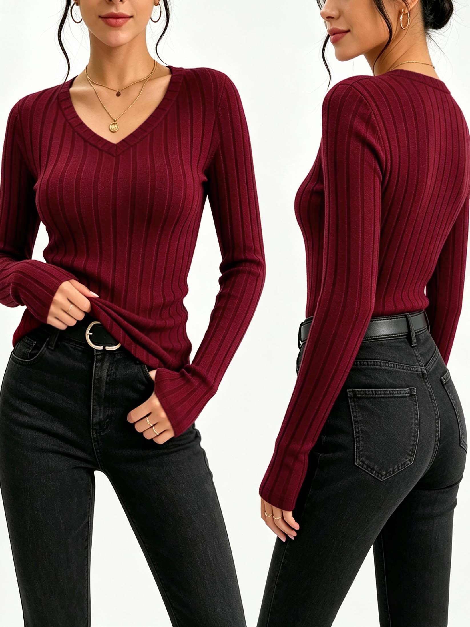 Trend Women Fashion - Top de punto acanalado con cuello