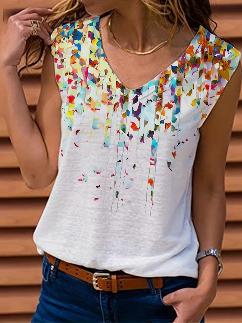 Women'S Fashion Vest Tops - Top con estampado de flores y