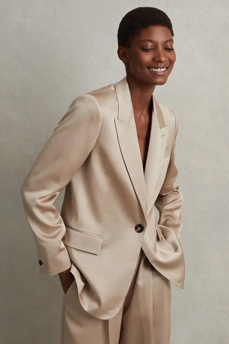 Blazer Women Oversized - Conjunto de Traje de Seda Satinada