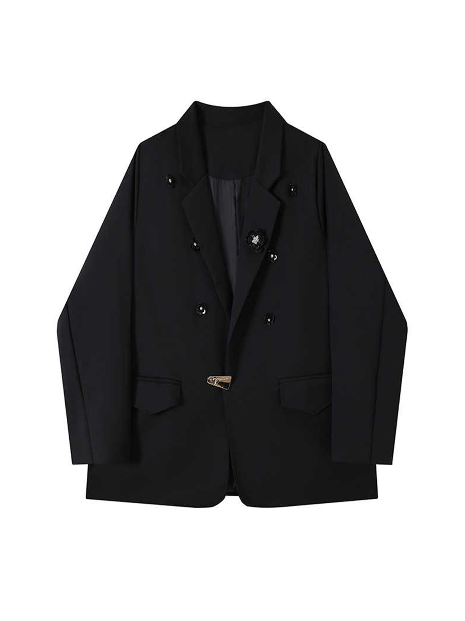 Blazer Women Oversized - Chaqueta Blazer gótica negra con flores