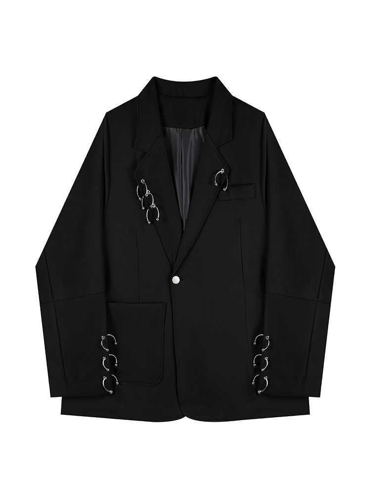 Blazer Women Oversized - Mujer negro gótico Emo otoño Blazer