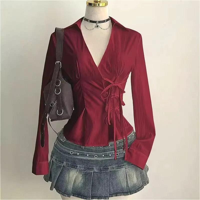 Women'S Y2K Fashion Aesthetic - Blusas de Moda de Manga Larga