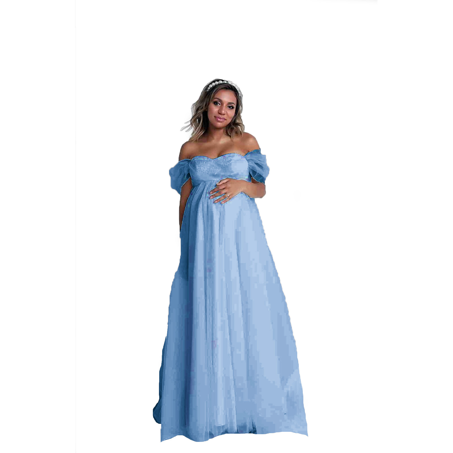 Women Fashion Photoshoot - Vestido de maternidad sin tirantes para