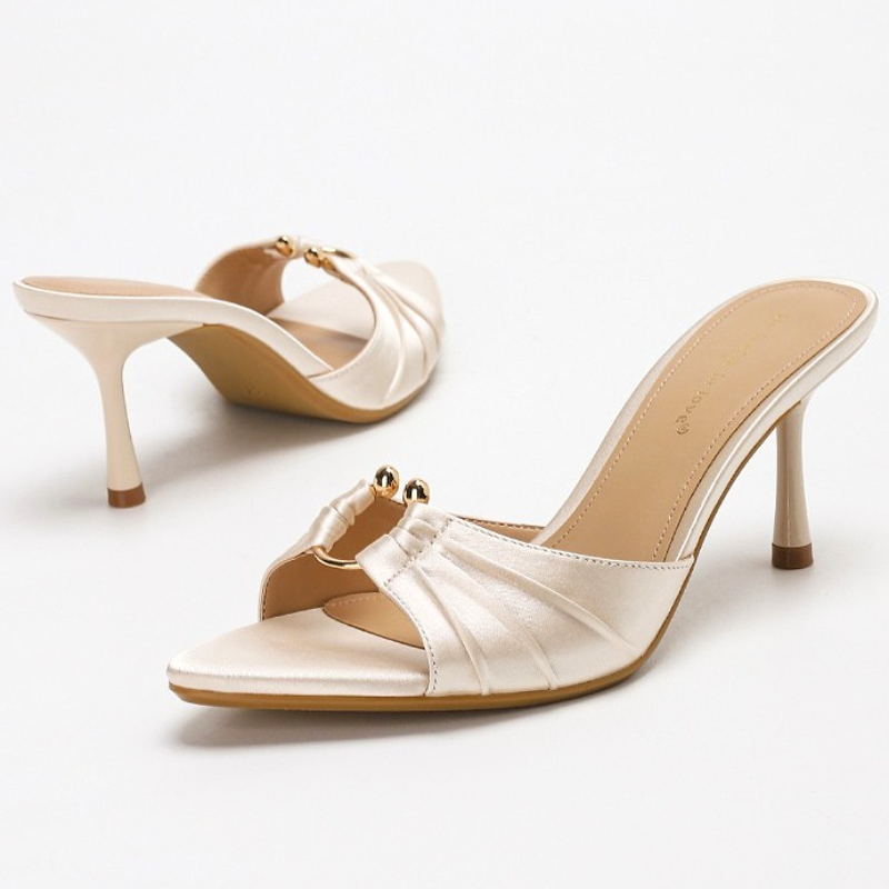 Women Fashion Rings - Zapatillas de tacón fino elegantes de