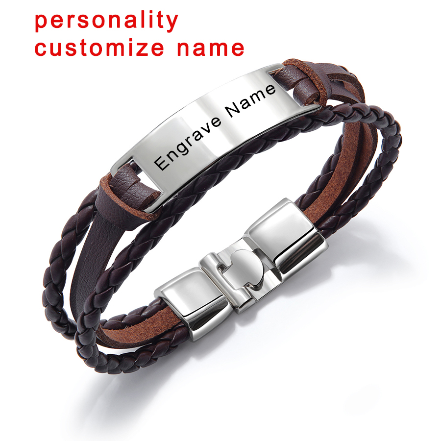 Women Fashion Brand Logo - Brazalete y pulsera de cuero grabados