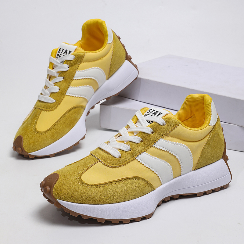 Women'S Yellow Fashion Sneakers - Zapatillas Deportivas de Plataforma con Rayas