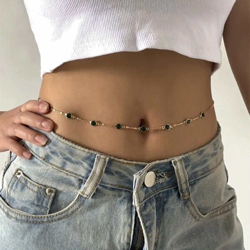 Women'S Y2K Fashion Aesthetic - Cadena para el vientre estética Vintage