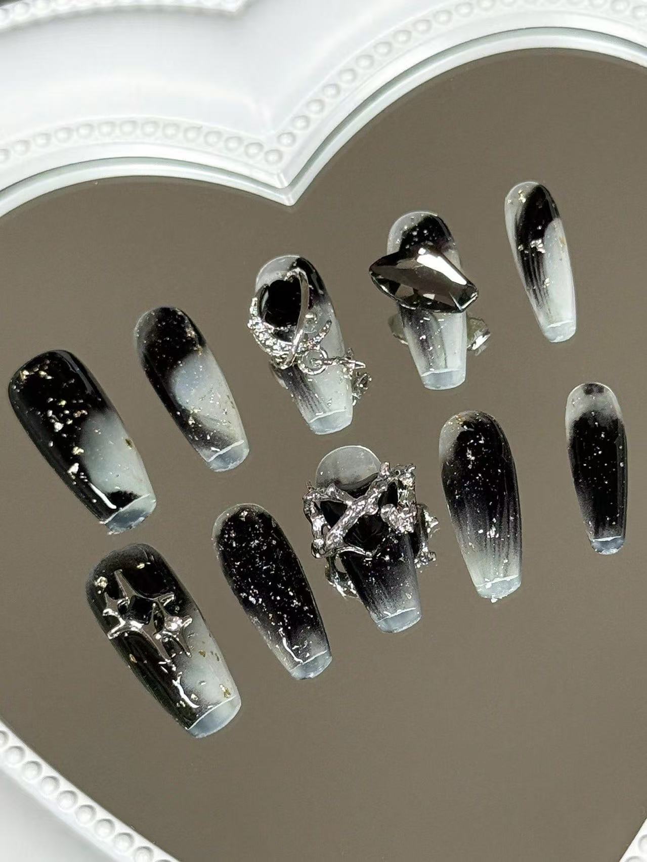 Women Fashion Photoshoot - 10 piezas de uñas largas trapezoidales