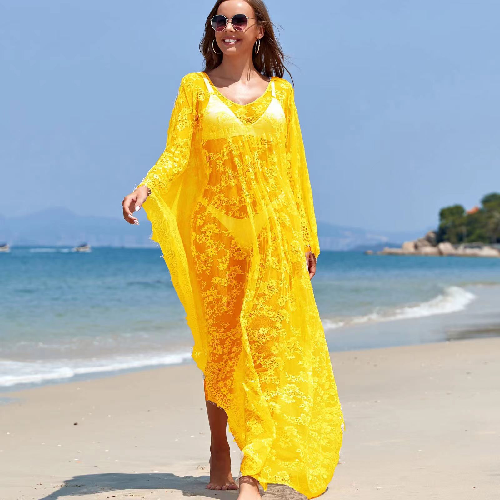 Vestido largo de encaje suelto - Women Fashion Photoshoot reseña y precio