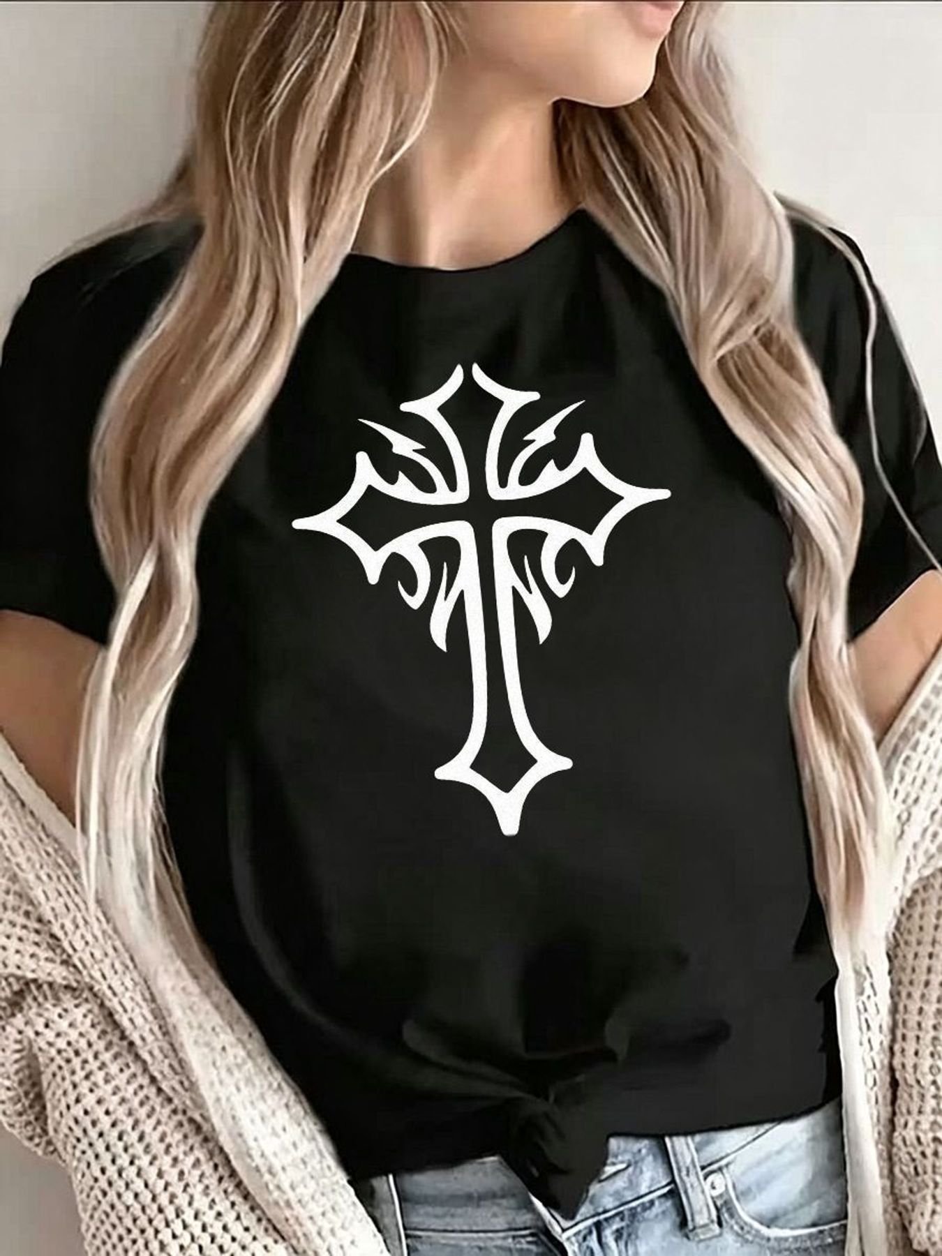 Camiseta con Gráfico de Cruz G - Women'S Y2K Fashion Aesthetic reseña y precio