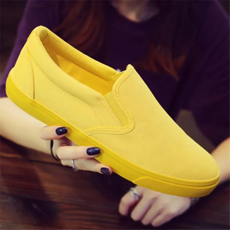 Zapatos informales de lona tra - Women'S Yellow Fashion Sneakers reseña y precio