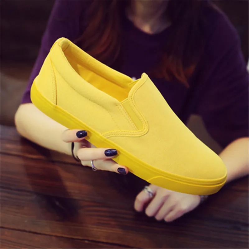 Zapatos informales de lona tra - Women'S Yellow Fashion Sneakers reseña y precio