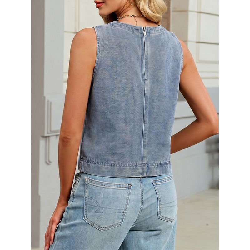 Chaleco Vaquero Casual de Cuel - Women'S Fashion Vest Tops reseña y precio